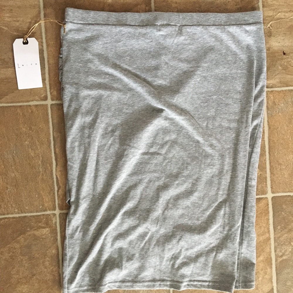 Leith Grey Cotton Pencil Skirt